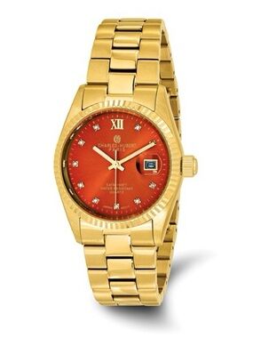 Charles-Hubert Paris Men's Quartz Red Dial Gold-Tone Watch